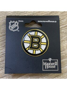 BOSTON BRUINS Maxwell House Coffee NHL Pin Pinback New On Card Collector's